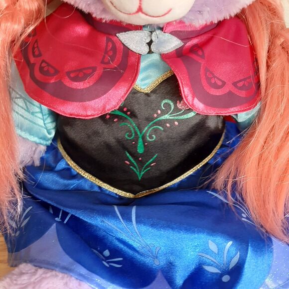 2014 Build A Bear BAB Disney Purple Frozen Anna Bear w/ Dress Cape Wig COMPLETE - Picture 4 of 11
